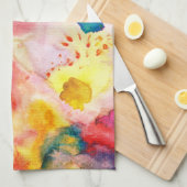 Colorful Waterverf Yellow Splots Abstracte kunst Theedoek (Quarter Fold)