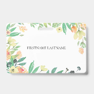 Colorful Waterverven Flowers Lijst Badge