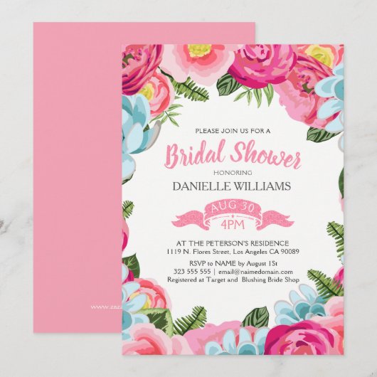 Colorful Waterverven Flowers Lijst Kaart (Voorkant / Achterkant)