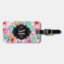 Colorful Waterverven Flowers Monogram