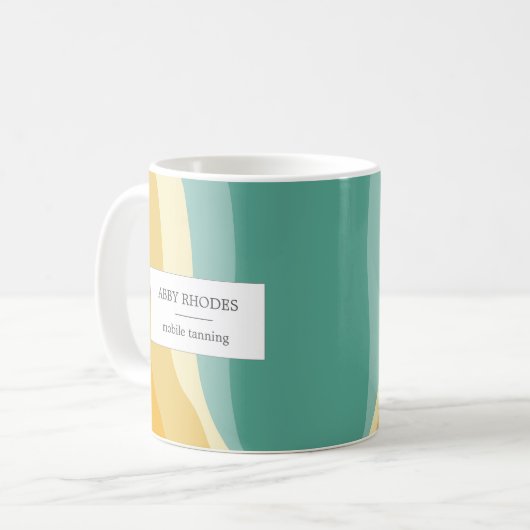 Colorful wave lines personalized koffiemok (Voorkant links)