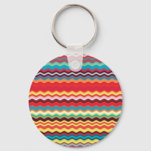 Colorful Wave Zig Zag Pattern Sleutelhanger