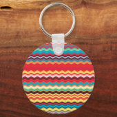 Colorful Wave Zig Zag Pattern Sleutelhanger (Voorkant)
