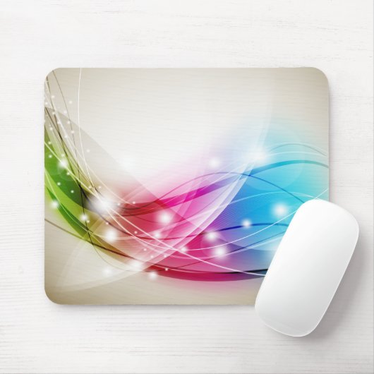 Colorful Waves Beige Background Mousepad Muismat (Met muis)
