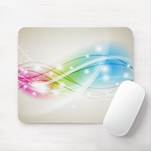 Colorful Waves Beige Background Mousepad Muismat (Met muis)
