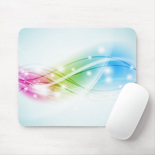 Colorful Waves Blue Background Mousepad Muismat (Met muis)