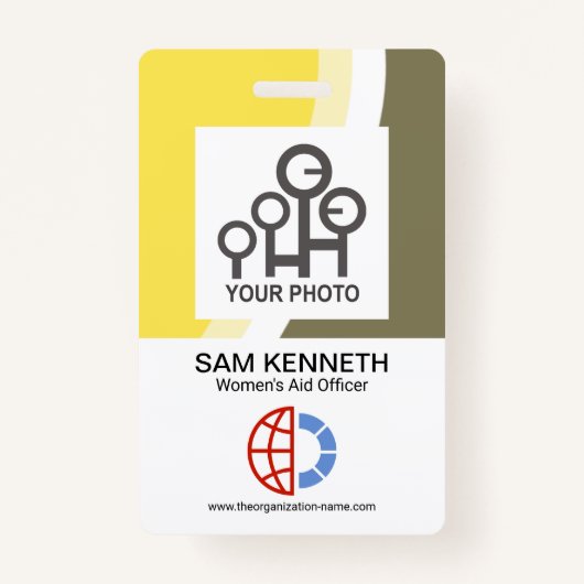 Colorful Waves Company Employee Photo Template ID Badge (Voorkant)