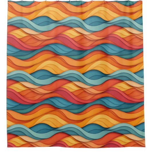 Colorful Waves Douchegordijn (Voorkant)