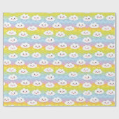 Colorful Waves Emoji Kawaii Clouds Patroon Cadeaupapier (Vlak)