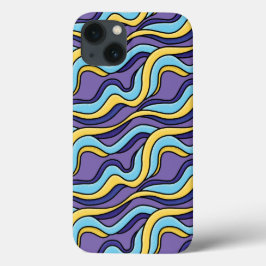 Colorful Waves Funky Retro Modern Patroon iPhone 15 Case