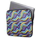 Colorful Waves Funky Retro Modern Patroon Laptop Sleeve (Voorkant Links)