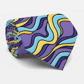 Colorful Waves Funky Retro Modern Patroon Stropdas (Opgerold)