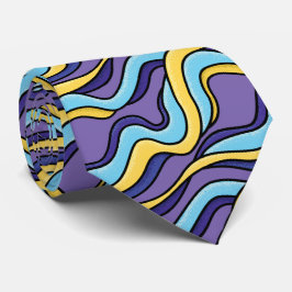 Colorful Waves Funky Retro Modern Patroon Stropdas