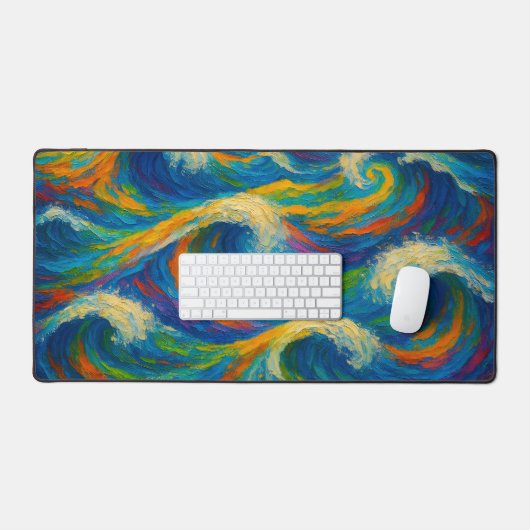 Colorful Waves Texture Painting Bureaumat (Keyboard & Muis)