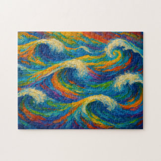 Colorful Waves Texture Painting Legpuzzel
