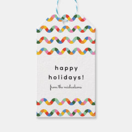 Colorful Wavy Line Stripes Gift Tag Cadeaulabel