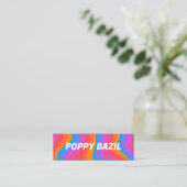 Colorful Wavy Stripes Rainbow CUSTOM Hang Tag Mini Visitekaartje (Staand voorkant)