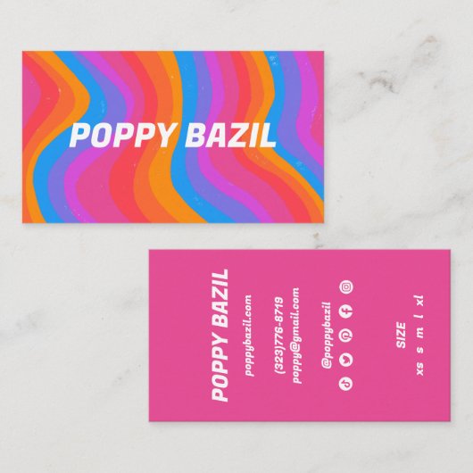 Colorful Wavy Stripes Rainbow CUSTOM Hang Tag Visitekaartje (Voorkant / Achterkant)