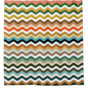 Colorful Wavy Zigzag Multicolored Pattern Douchegordijn