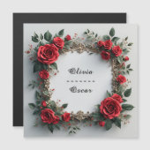 Colorful Wedding Floral Wreath Magnetische Uitnodiging (Voorkant / Achterkant)