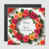 Colorful Wedding Floral Wreath Magnetische Uitnodiging (Voorkant / Achterkant)