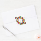 Colorful Wedding Floral Wreath Vierkante Sticker (Envelop)
