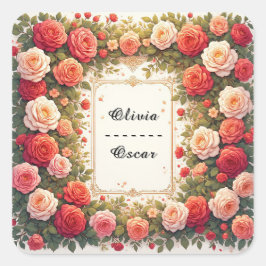 Colorful Wedding Floral Wreath Vierkante Sticker