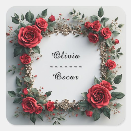 Colorful Wedding Floral Wreath Vierkante Sticker (Voorkant)