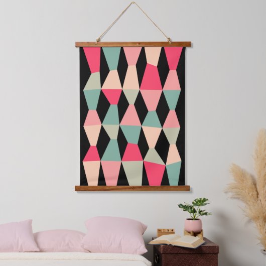 Colorful Wedges 161214c - op zwart Hangend Wandkleed (Slaapkamer)
