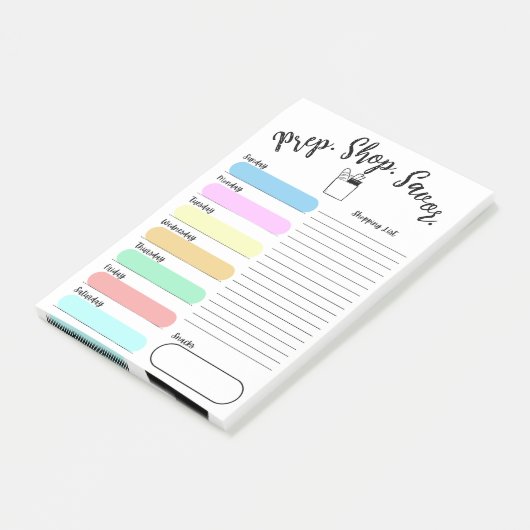 Colorful Weekly Meal Plan Note 4"x6" (Schuin)