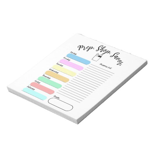 Colorful Weekly Meal Plan Notepad Notitieblok (Linkerzijde)