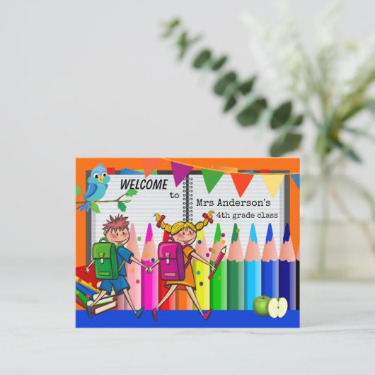 Colorful Welcome Back to School Briefkaart (Staand voorkant)