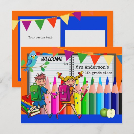 Colorful Welcome Back to School Briefkaart (Voorkant / Achterkant)