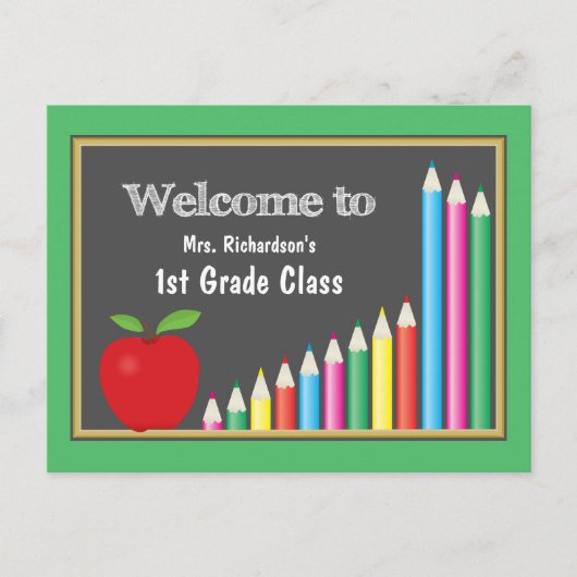 Colorful Welcome Back to School First Gradin Briefkaart (Voorkant)