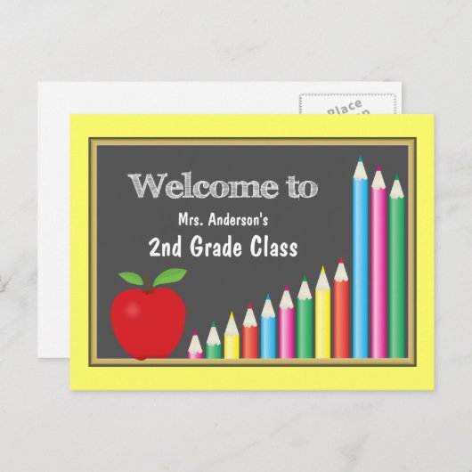 Colorful Welkom terug op school Briefkaart (Voorkant / Achterkant)