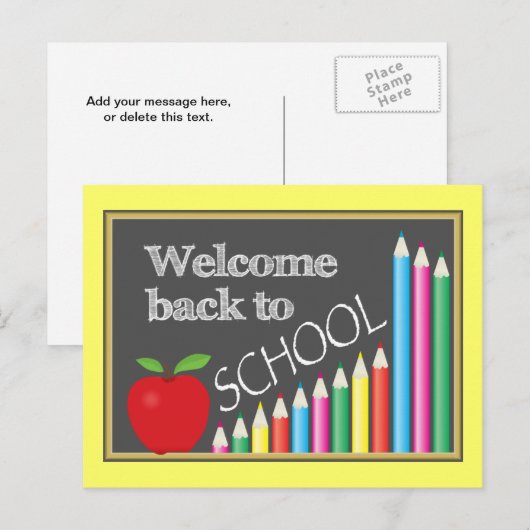 Colorful Welkom terug op school Briefkaart (Voorkant / Achterkant)