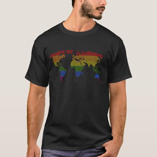 Colorful Wereldkaart Equal Pride Gay Lesbian Queer T-shirt (Voorkant)