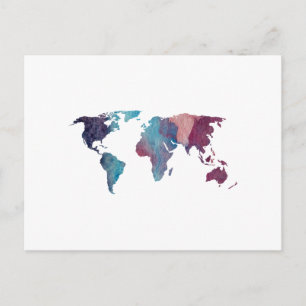 Colorful Wereldkaart Silhouette Briefkaart