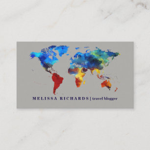 Colorful Wereldkaart Travel Blog Visitekaartje