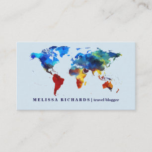 Colorful Wereldkaart Travel Blog Visitekaartje