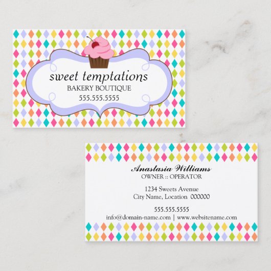 Colorful Whimsical Bakkerij Visitekaartje (Voorkant / Achterkant)