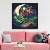 Colorful Whimsical Boho Stargazer Rainbow Valley Canvas Afdruk (Insitu (Woonkamer))