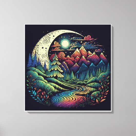 Colorful Whimsical Boho Stargazer Rainbow Valley Canvas Afdruk (Voorkant)