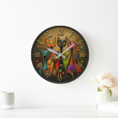 Colorful Whimsical Cats Grote Klok (Huis)