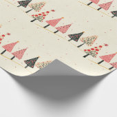 Colorful Whimsical Christmas Tree Pattern Cadeaupapier (Hoek)