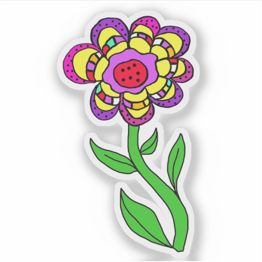 Colorful Whimsical Flower Sticker (Voorkant)