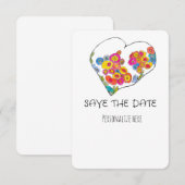 Colorful Whimsical Heart Save the Date (Voorkant / Achterkant)