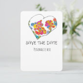 Colorful Whimsical Heart Save the Date (Staand voorkant)