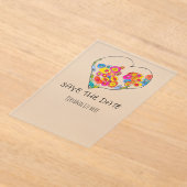 Colorful Whimsical Heart Save the Date Acryl Uitnodigingen (Laagn)