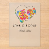 Colorful Whimsical Heart Save the Date Acryl Uitnodigingen (Voorkant)